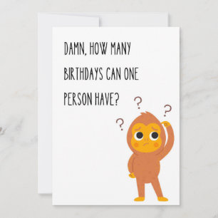 Funny Birthday Greeting Card Monkey Unique Humour