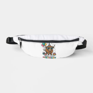 Funny Birthday Highland Cow Party Design_1 Bum Bags