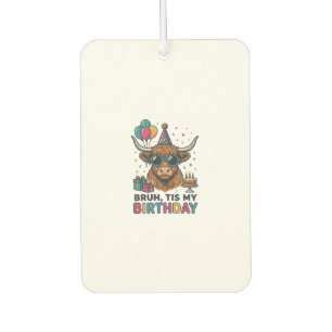 Funny Birthday Highland Cow Party Design_1 Car Air Freshener