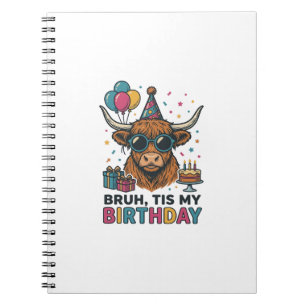 Funny Birthday Highland Cow Party Design_1 Notebook