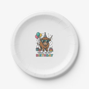 Funny Birthday Highland Cow Party Design_1 Paper Plate