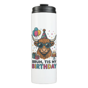 Funny Birthday Highland Cow Party Design_1 Thermal Tumbler