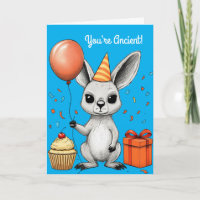 Funny Birthday Kangaroo With Party Hat Vector