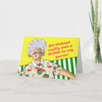 Funny Birthday, Older Lady with Permanent in Hair
