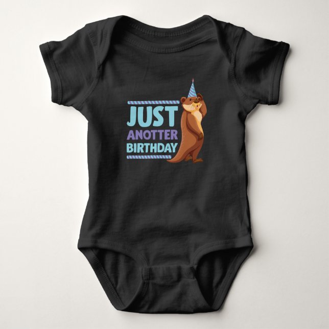 Funny Birthday Party Gift Kids Sea Otter Animal Baby Bodysuit (Front)