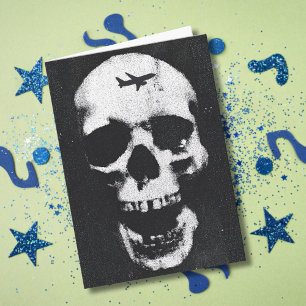Funny Birthday Pilot Airplane Cool skeleton custom Card