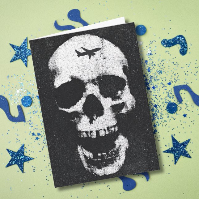 Funny Birthday Skeleton Aeroplane Retro Cool Custo Card (Creator Uploaded)