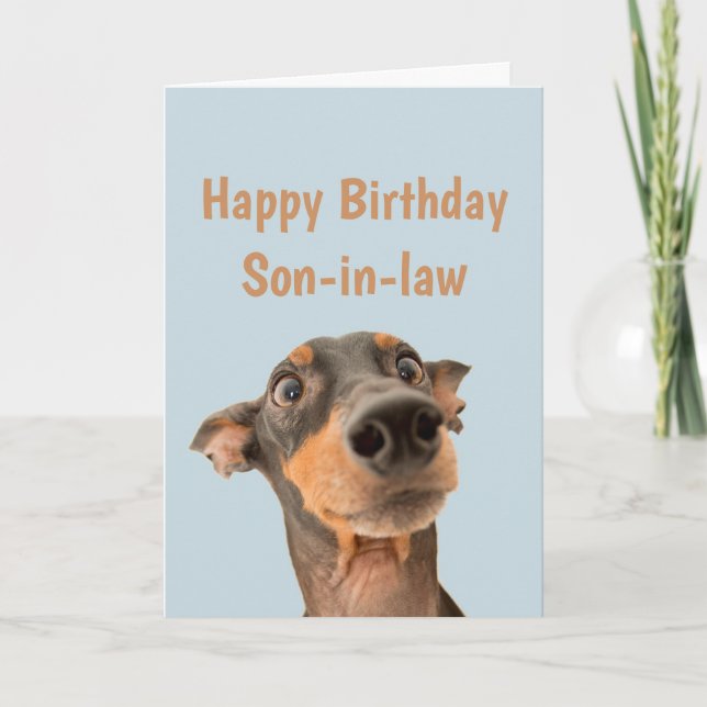 Funny Birthday Son-in-law Shocked Dog Animal Card (Front)