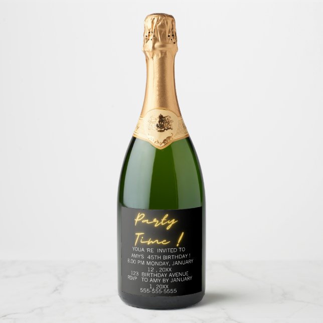 Funny birthday sparkling wine label (Front)