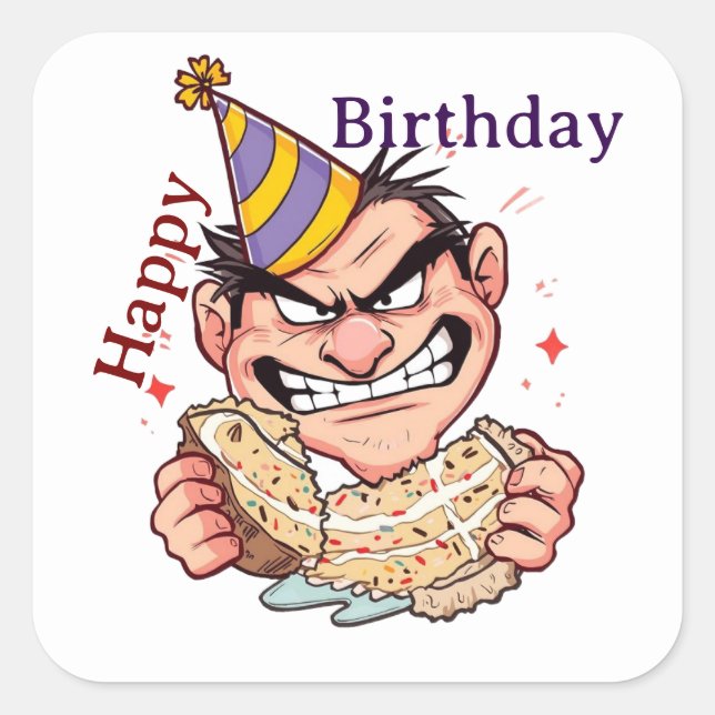 Funny Birthday Sticker (Front)