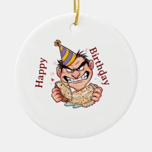 Funny Birthday Sticker Ceramic Tree Decoration