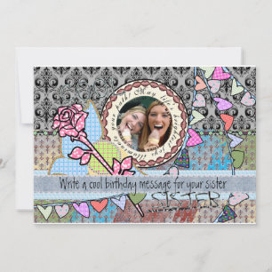 Funny birthday template photo card - Sister
