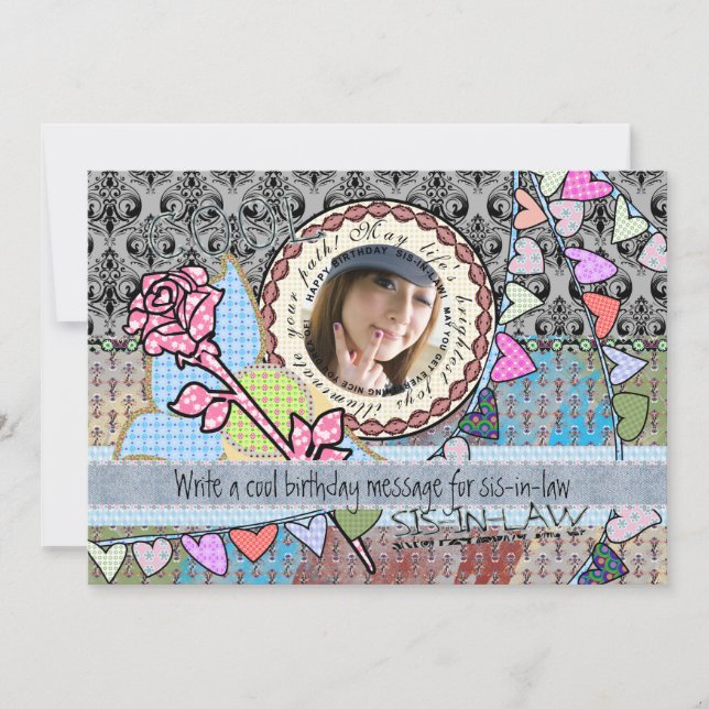 Funny birthday template photo card - Sister-in-law (Front)