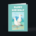 Funny Birthday to Great Girlfriend "Gullfriend" Card<br><div class="desc">Funny Birthday to Great Girlfriend "Gullfriend" with watercolor sun,  sand,  surf,  beaches and seagulls</div>