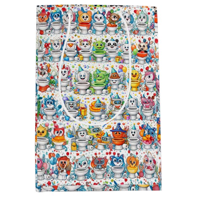 Funny Birthday Toilet Party Medium Gift Bag (Front)
