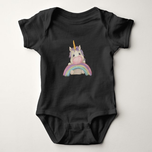 Funny Birthday Unicorn Baby Bodysuit (Front)