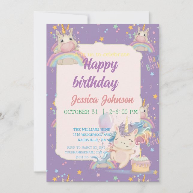 Funny Birthday Unicorn Invitation (Front)