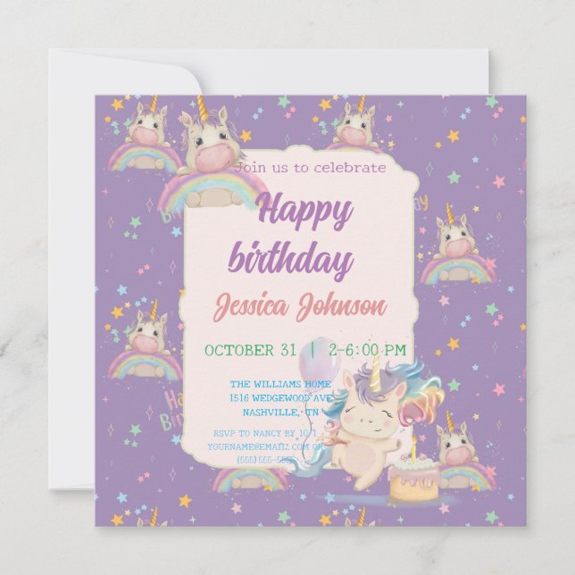 Funny Birthday Unicorn Invitation (Front)