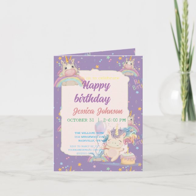 Funny Birthday Unicorn Invitation (Front)
