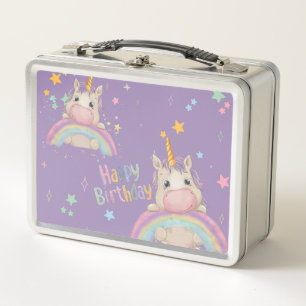Funny Birthday Unicorn Metal Lunch Box
