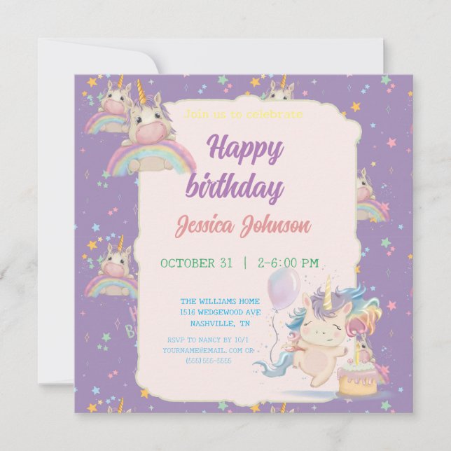 Funny Birthday Unicorn Save The Date (Front)