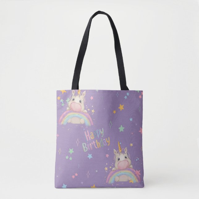 Funny Birthday Unicorn Tote Bag (Front)