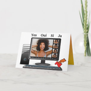 Funny Birthday Video Conference Call Satire Card