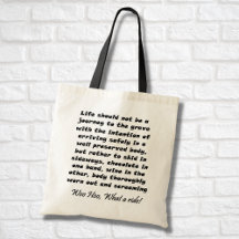 Funny birthday wine gifts tote bags over the hill