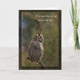Funny Birthday: Wiser with age (PHOTO card) owl Card