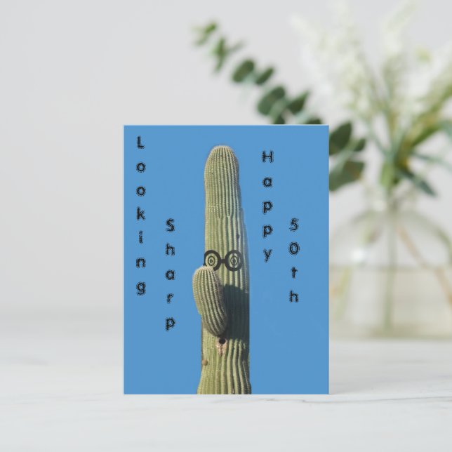Funny Birthday Wishes Cactus Humour Postcard (Standing Front)