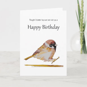 Funny Birthday Wishes Cute Sparrow Bird Card