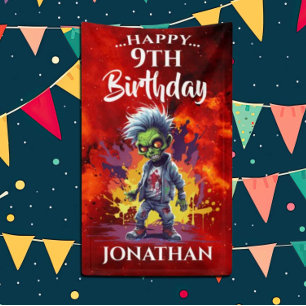 Funny Birthday Zombie Boy Banner