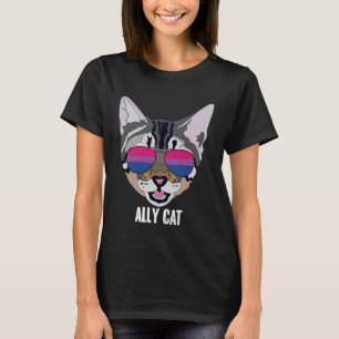 Funny Bisexual Ally Cat Bi Pride Cat Lover T-Shirt