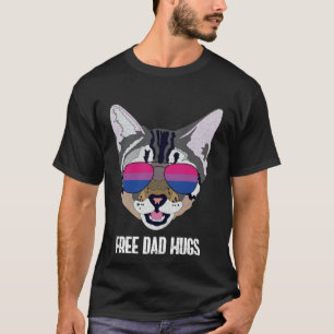 Funny Bisexual Free Dad Hugs Bi Pride Cat Lover T-Shirt