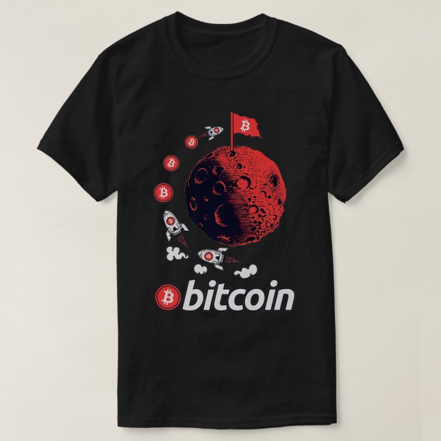 Funny Bitcoin Moon Crypto Cryptocurrency Blockchai T-Shirt (Design Front)