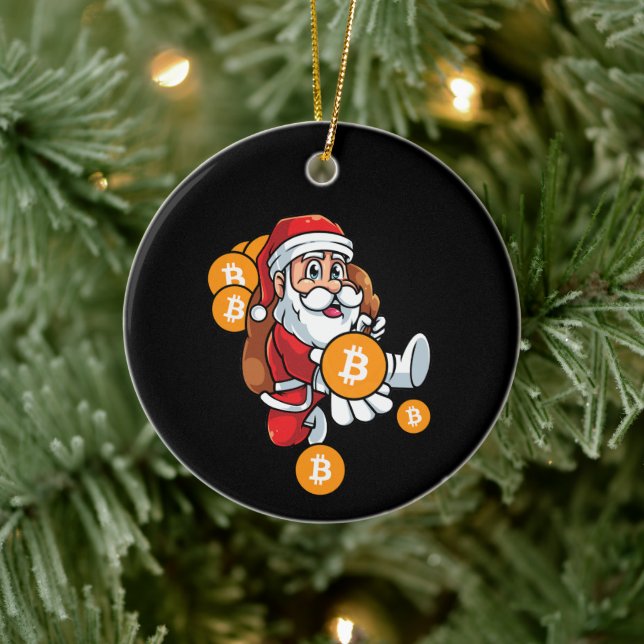 Funny Bitcoin Santa Matching Crypto Christmas    Ceramic Tree Decoration (Tree)
