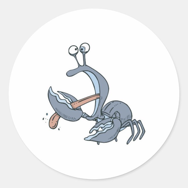 funny biting tongue crab classic round sticker (Front)