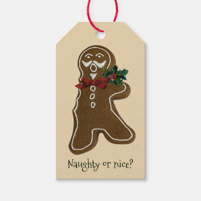 Funny Bitten Gingerbread Man Gift Tags (Front)