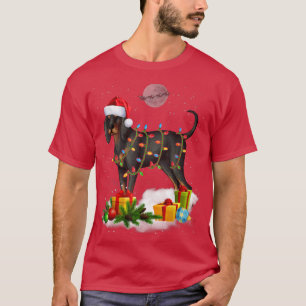 Funny Black And Tan Coonhound Dog Christmas Lights T-Shirt
