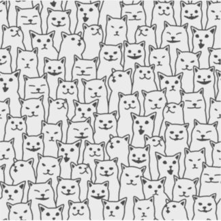 Funny black and white cat modern pattern
