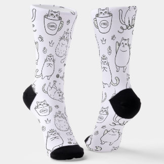 Funny Black and White Cat Pattern Socks