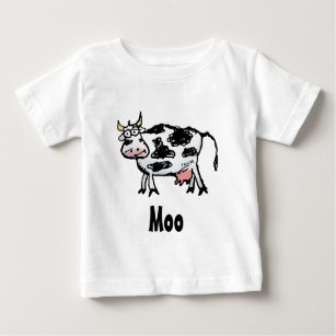 Funny Black and White Cow Cartoon Baby T-Shirt