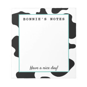 Funny black and white cow spots custom writing notepad