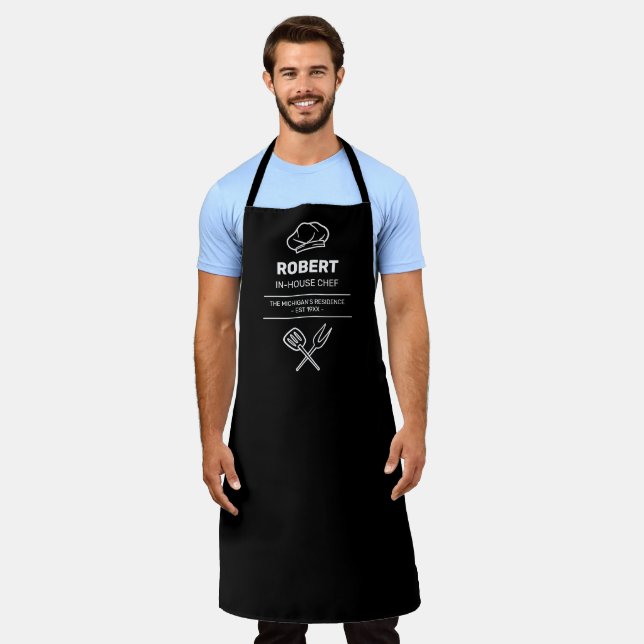 Funny black and white in house Chef Apron (Worn)