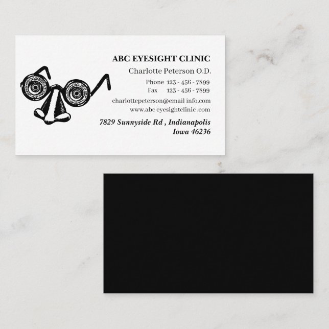 Funny Black And White Optometrist  Business Card (Front/Back)
