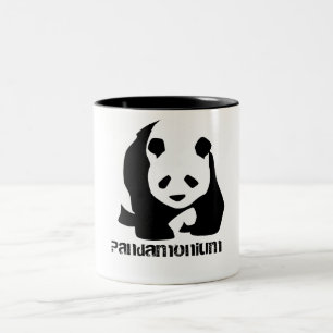 Funny Black and White Panda Bear Pandamonium Two-Tone Coffee Mug