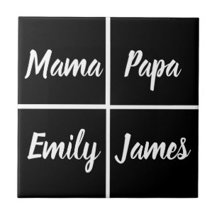 Funny Black And WhiteSqares And Names Square Paper Tile