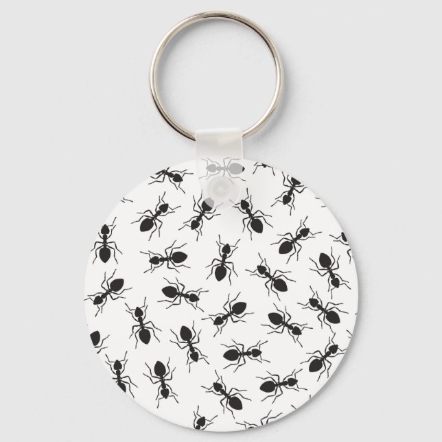 Funny Black Ants Pattern Key Ring (Front)