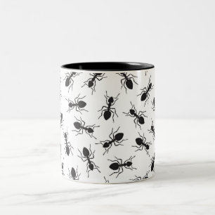 Funny Black Ants Pattern Two-Tone Coffee Mug