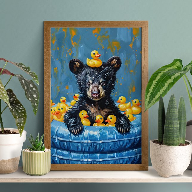 Funny Black Bear Rubber Duck Pool Poster (Creator Uploaded)